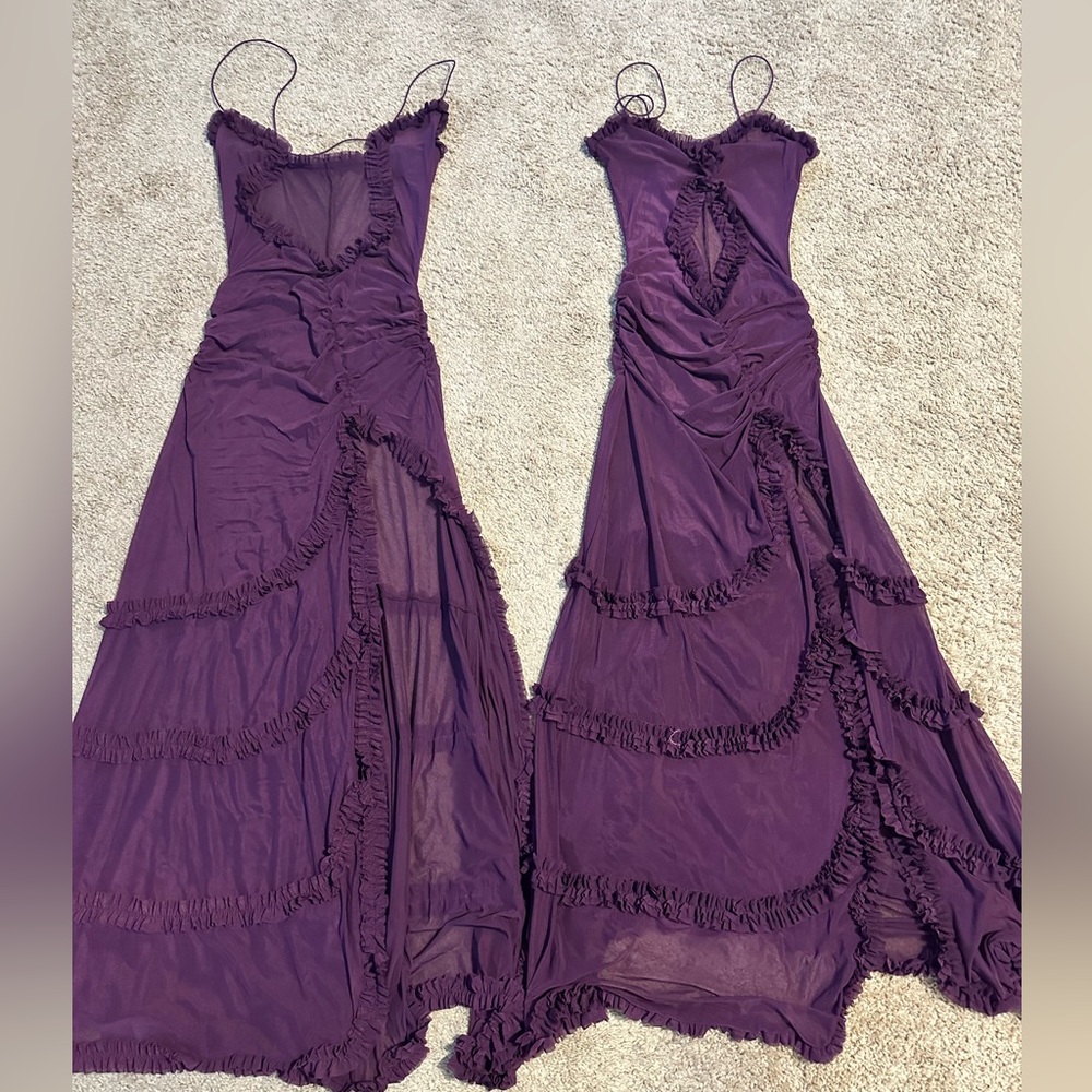 Purple long see-through dress